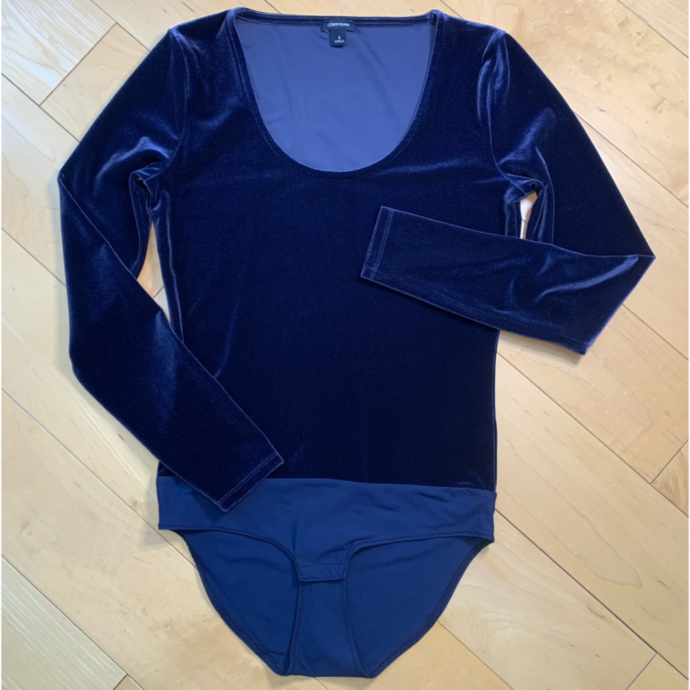 J crew jeans indigo blue velour bikini bottom body suit scoop neck